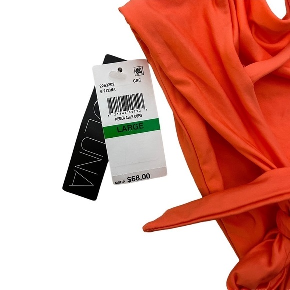 NWT Soluna Asymmetrical One Shoulder Orange Bikini Top Size Large - Picture 5 of 6
